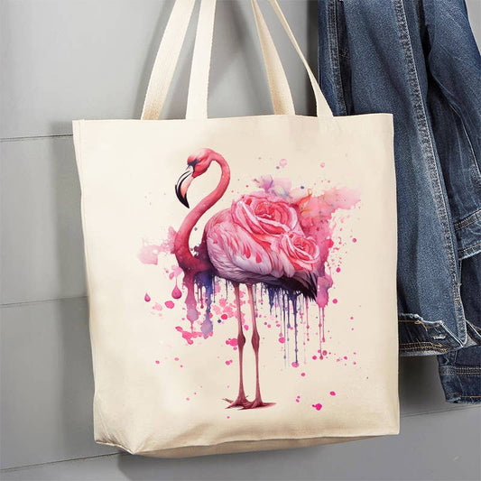 Beautiful Flamingo Roses 12 oz Canvas Tote Bag