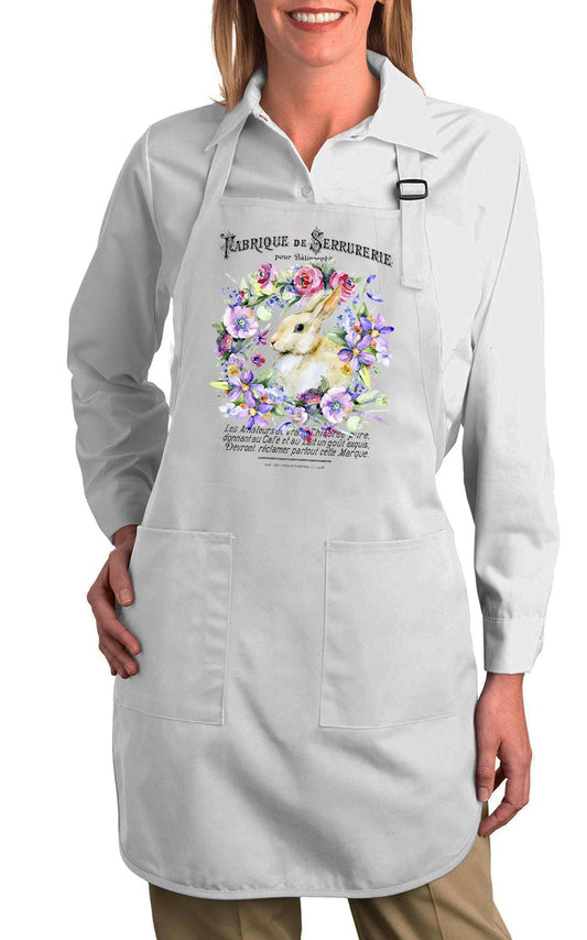 Easter French Bunny Flowers Cotton Apron