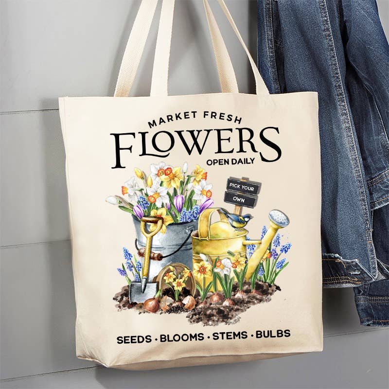 Market Fresh Flowers Daffodils Canvas Tote Bag