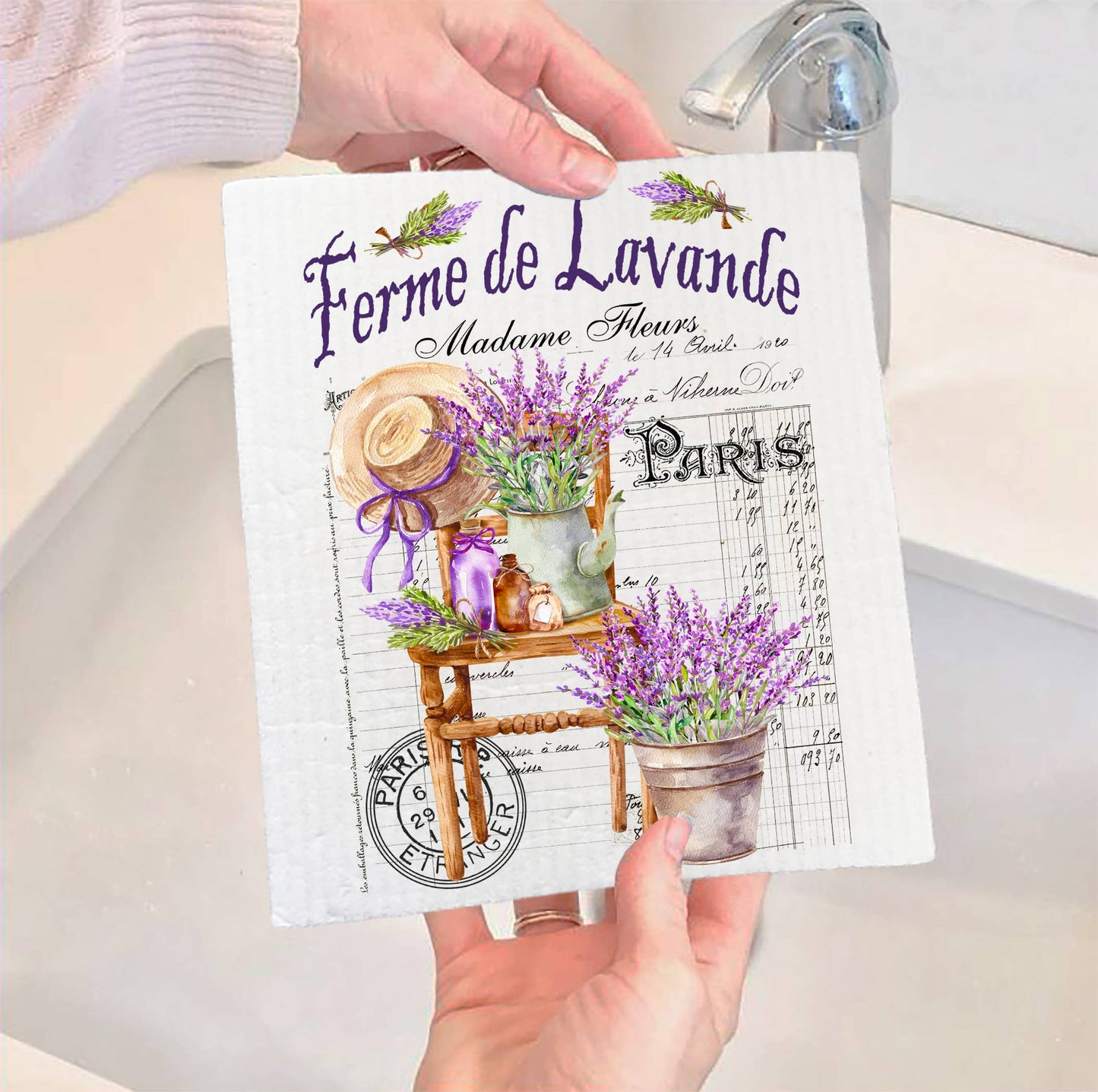 Set of 2 -  French Garden Lavender Kitchen Swedish Dish Cloth