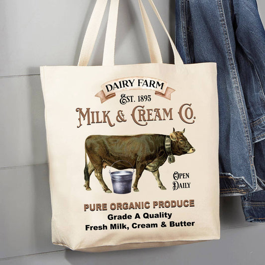 Dairy Farm Milk Cream Cow 12 oz Canvas Tote Bag