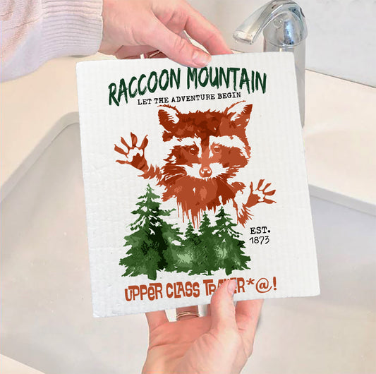 Set of 2 -  Raccoon Mountain Upper Class Trailer Trash Swedish Dish Cloth