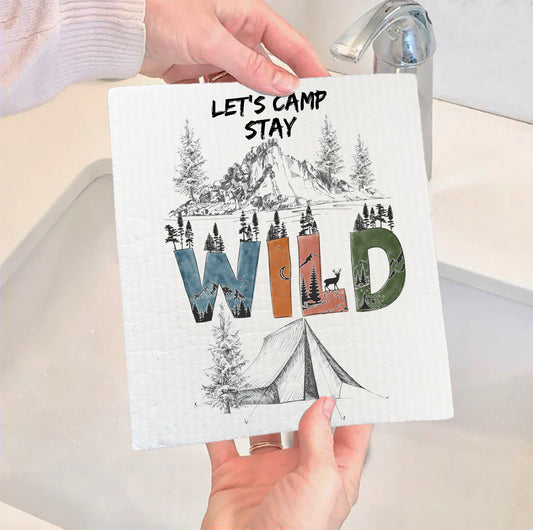 Set of 2 -  Let Camp Stay Wild Swedish Dish Cloth