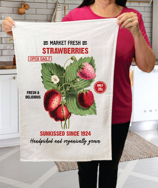Farm Fresh Summer Strawberries  Terry Towel
