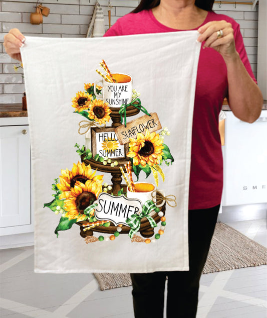 Summer Sunflower 3 Tier Tray Terry Towel