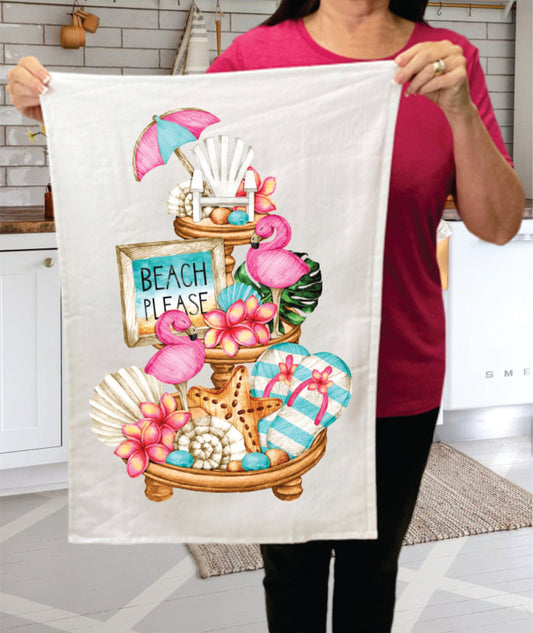 Beach Please 3 Tier Tray Kitchen Cotton Terry Towels