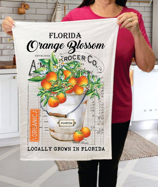 Florida State Flower Orange Blossom Souvenir  Terry Towel