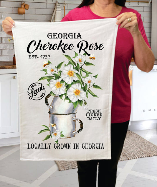 Georgia State Flower Cherokee Rose Souvenir Terry Towel
