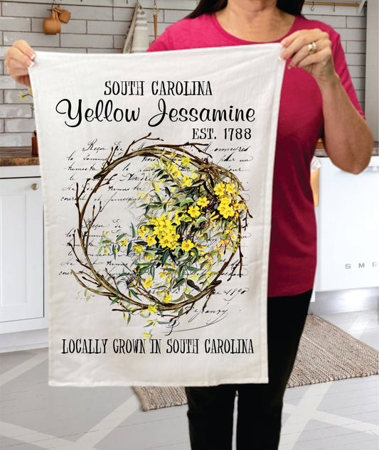 South Carolina State Flower Jessamine Souvenir  Terry Towel