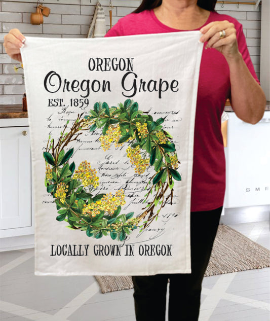 Oregon Grape State Flower Souvenir  Terry Towel