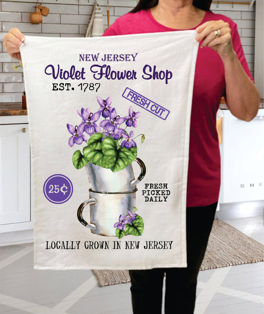 New Jersey State Flower Purple Violet Souvenir  Terry Towel