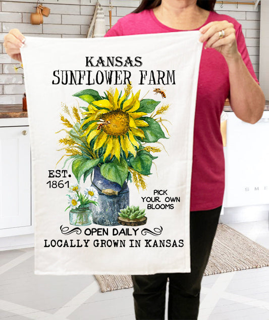 Kansas State Flower Sunflower  Souvenir Cotton Terry Towel