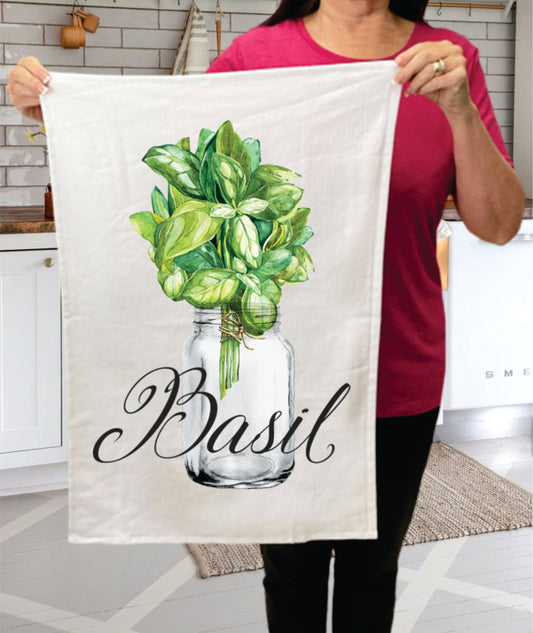 Farm Fresh Herbs Basil Kitchen Terry Towel