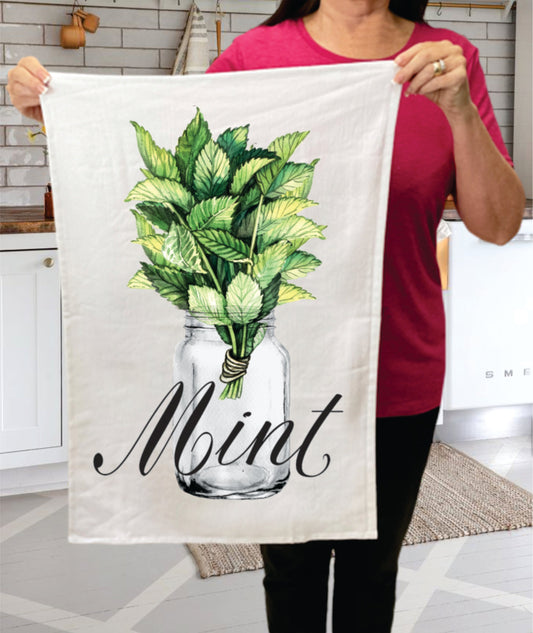 Farm Fresh Herbs Mint Kitchen  Terry Towel