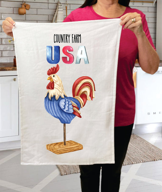 4th of July Patriotic Country Farm USA Cotton Terry Towels