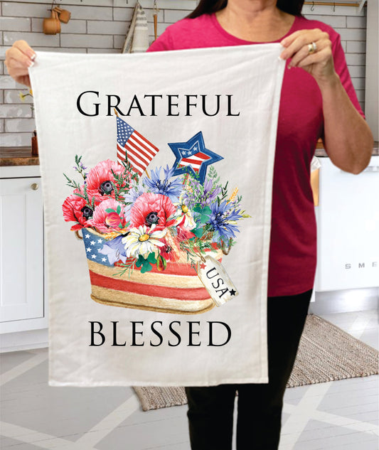 4th of July Patriotic Grateful Blessed Cotton Terry Towels