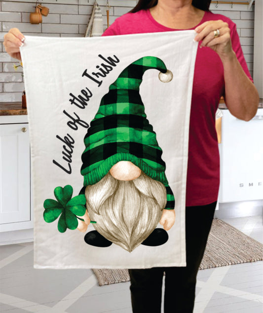 St Patricks Day Gnome Lucky Cotton  Terry Towel
