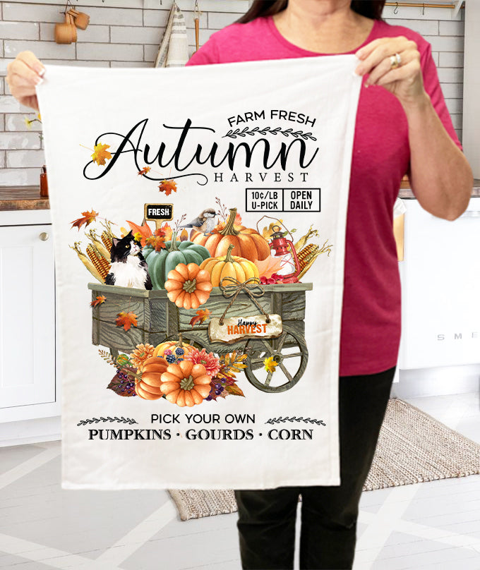 Farm Fresh Fall Autumn Harvest   Terry Towel